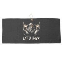 Bigfoot Rock On Funny Sasquatch Rock And Roll LetS Rock Large Microfiber Waffle Golf Towel