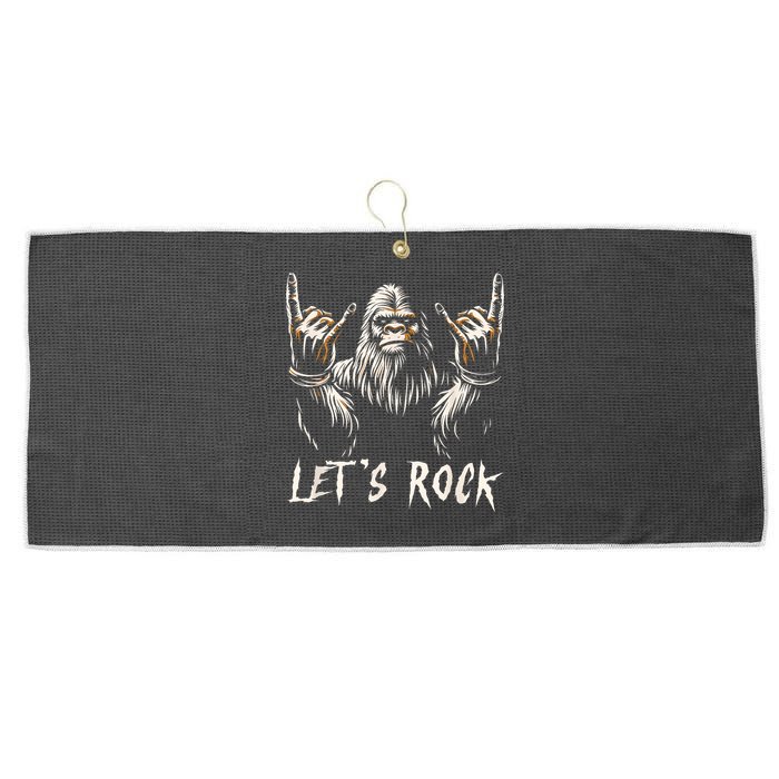 Bigfoot Rock On Funny Sasquatch Rock And Roll LetS Rock Large Microfiber Waffle Golf Towel
