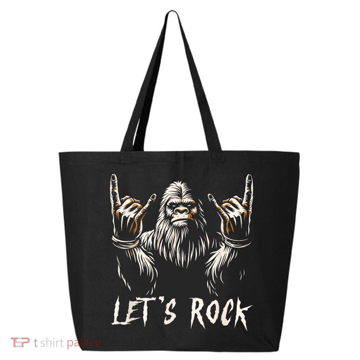 Bigfoot Rock On Funny Sasquatch Rock And Roll LetS Rock 25L Jumbo Tote