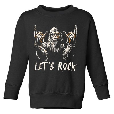 Bigfoot Rock On Funny Sasquatch Rock And Roll LetS Rock Toddler Sweatshirt