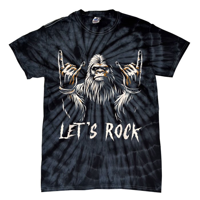 Bigfoot Rock On Funny Sasquatch Rock And Roll LetS Rock Tie-Dye T-Shirt
