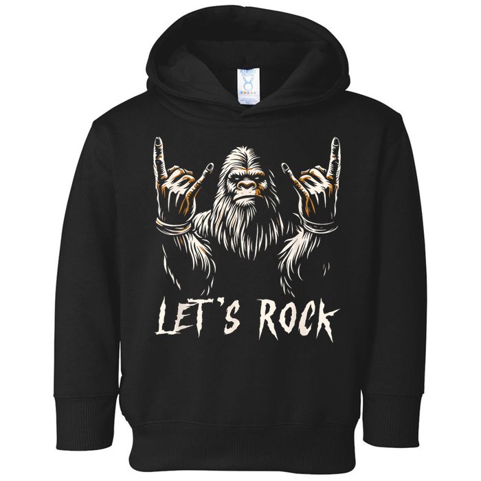 Bigfoot Rock On Funny Sasquatch Rock And Roll LetS Rock Toddler Hoodie