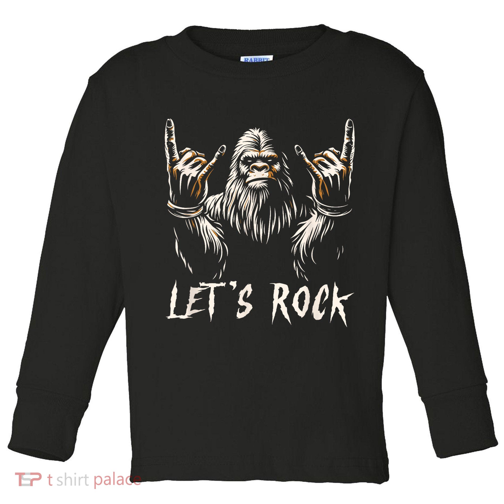 Bigfoot Rock On Funny Sasquatch Rock And Roll LetS Rock Toddler Long Sleeve Shirt