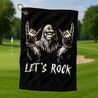 Bigfoot Rock On Funny Sasquatch Rock And Roll LetS Rock Golf Towel