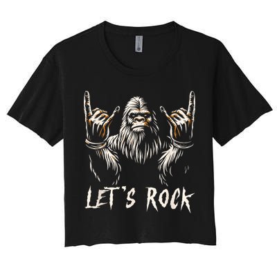 Bigfoot Rock On Funny Sasquatch Rock And Roll LetS Rock Crop Top