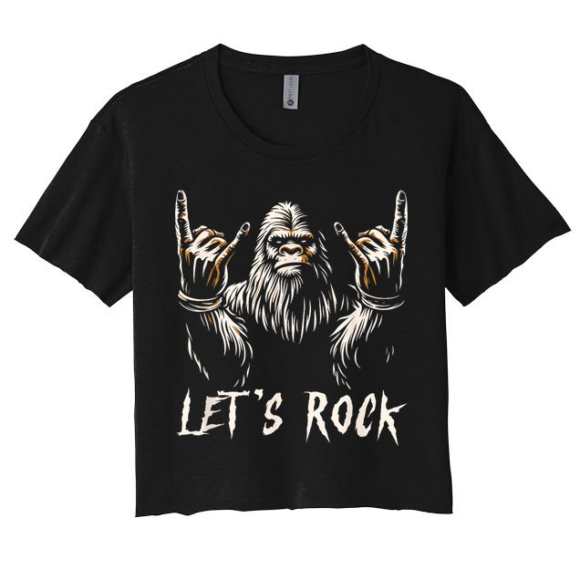 Bigfoot Rock On Funny Sasquatch Rock And Roll LetS Rock Crop Top