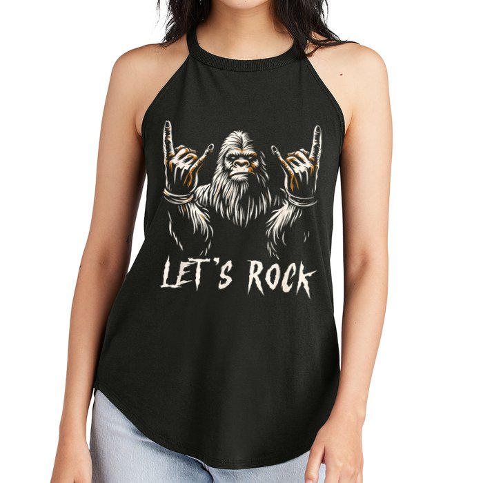 Bigfoot Rock On Funny Sasquatch Rock And Roll LetS Rock Women's Perfect Tri Rocker Tank