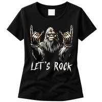 Bigfoot Rock On Funny Sasquatch Rock And Roll LetS Rock Womens T-Shirt