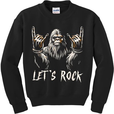 Bigfoot Rock On Funny Sasquatch Rock And Roll LetS Rock Kids Sweatshirt