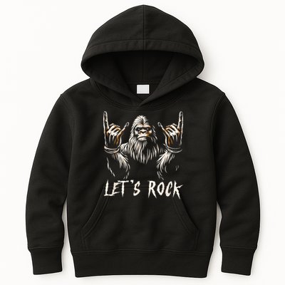 Bigfoot Rock On Funny Sasquatch Rock And Roll LetS Rock Kids Hoodie