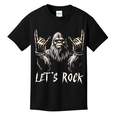 Bigfoot Rock On Funny Sasquatch Rock And Roll LetS Rock Kids T-Shirt