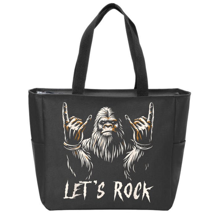 Bigfoot Rock On Funny Sasquatch Rock And Roll LetS Rock Zip Tote Bag