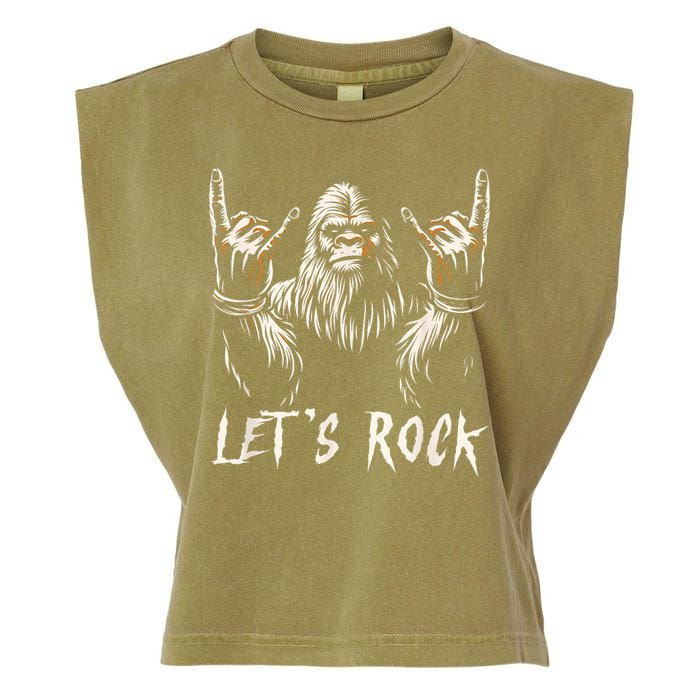 Bigfoot Rock On Funny Sasquatch Rock And Roll LetS Rock Garment-Dyed Women's Muscle Tee