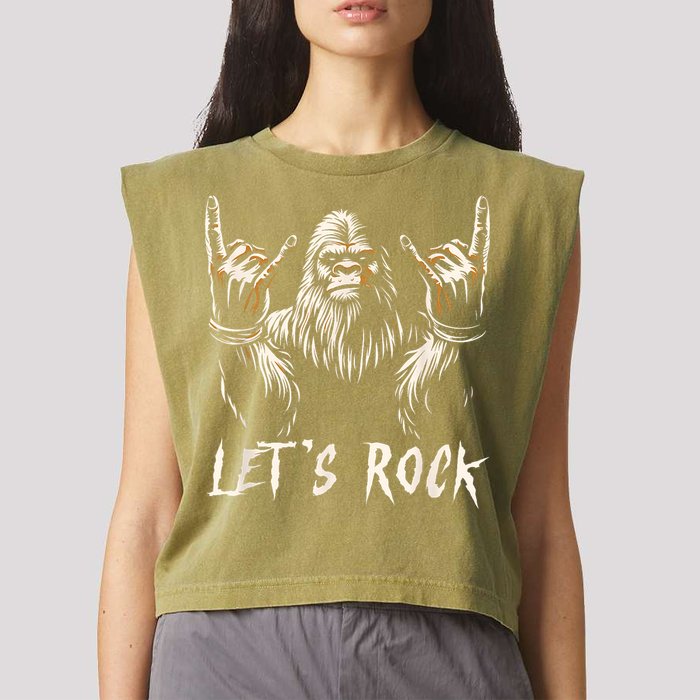 Bigfoot Rock On Funny Sasquatch Rock And Roll LetS Rock Garment-Dyed Women's Muscle Tee