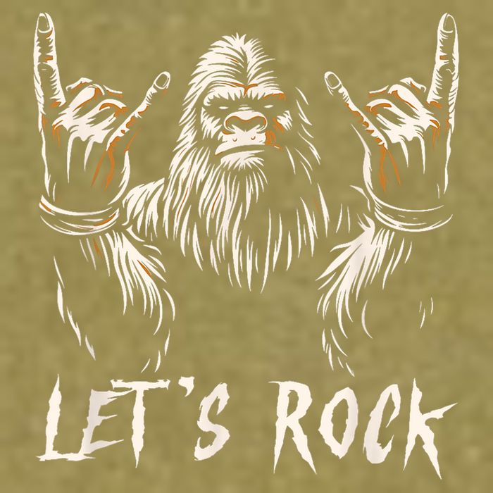 Bigfoot Rock On Funny Sasquatch Rock And Roll LetS Rock Garment-Dyed Women's Muscle Tee