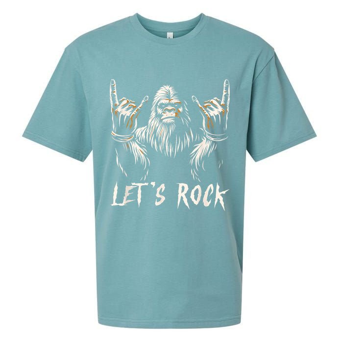 Bigfoot Rock On Funny Sasquatch Rock And Roll LetS Rock Sueded Cloud Jersey T-Shirt