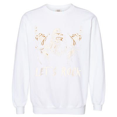 Bigfoot Rock On Funny Sasquatch Rock And Roll LetS Rock Garment-Dyed Sweatshirt