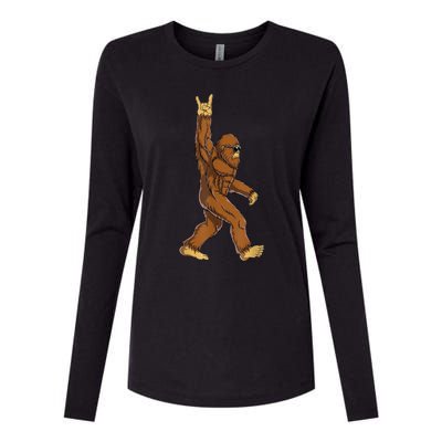 Bigfoot Rock On Sasquatch Rock And Roll Funny Graphic Womens Cotton Relaxed Long Sleeve T-Shirt