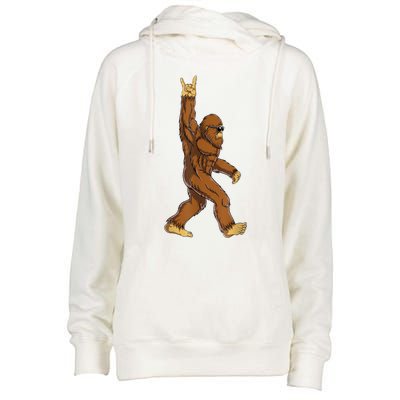 Bigfoot Rock On Sasquatch Rock And Roll Funny Graphic Womens Funnel Neck Pullover Hood