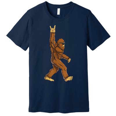 Bigfoot Rock On Sasquatch Rock And Roll Funny Graphic Premium T-Shirt