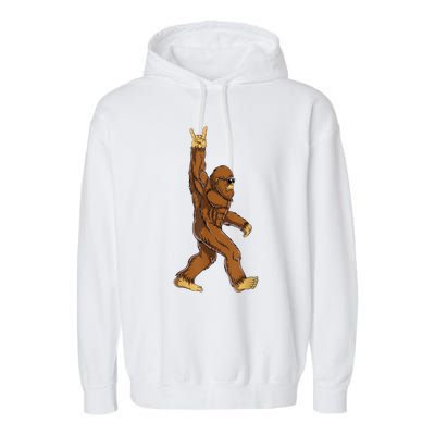 Bigfoot Rock On Sasquatch Rock And Roll Funny Graphic Garment-Dyed Fleece Hoodie