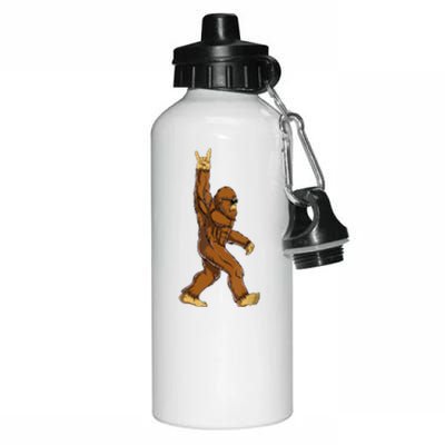 Bigfoot Rock On Sasquatch Funny Rock And Roll Gift Aluminum Water Bottle