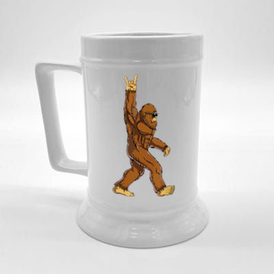 Bigfoot Rock On Sasquatch Funny Rock And Roll Gift Beer Stein