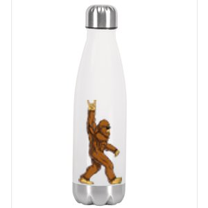 Bigfoot Rock On Sasquatch Funny Rock And Roll Gift Stainless Steel Insulated Water Bottle