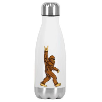 Bigfoot Rock On Sasquatch Funny Rock And Roll Gift Stainless Steel Insulated Water Bottle