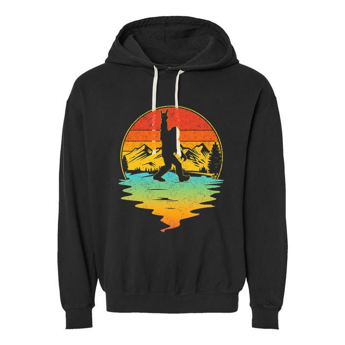 Bigfoot Rock On Sasquatch Rock And Roll Funny Graphic Garment-Dyed Fleece Hoodie