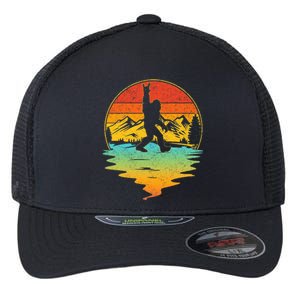 Bigfoot Rock On Sasquatch Rock And Roll Funny Graphic Flexfit Unipanel Trucker Cap