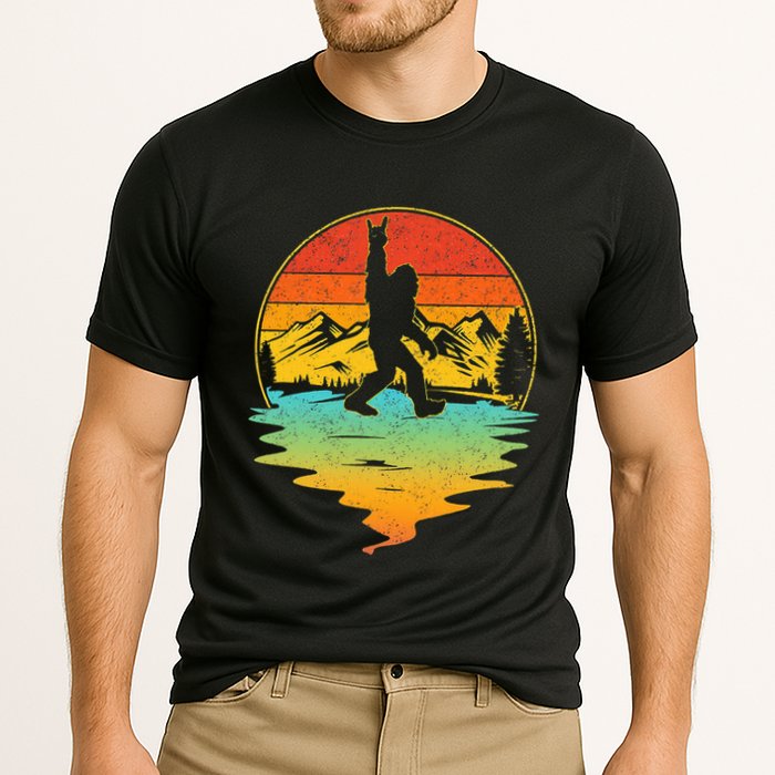 Bigfoot Rock On Sasquatch Rock And Roll Funny Graphic Performance Shirt