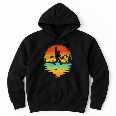 Bigfoot Rock On Sasquatch Rock And Roll Funny Graphic Hoodie