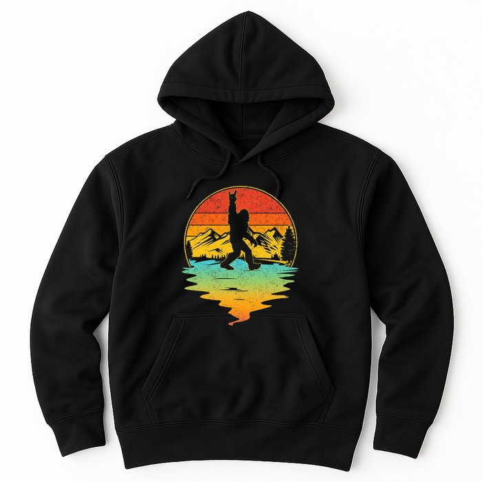 Bigfoot Rock On Sasquatch Rock And Roll Funny Graphic Hoodie
