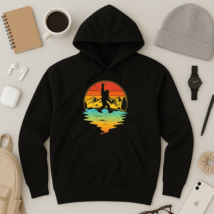 Bigfoot Rock On Sasquatch Rock And Roll Funny Graphic Hoodie