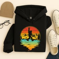 Bigfoot Rock On Sasquatch Rock And Roll Funny Graphic Hoodie