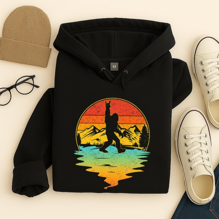 Bigfoot Rock On Sasquatch Rock And Roll Funny Graphic Hoodie