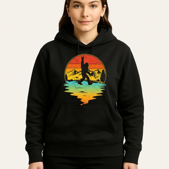 Bigfoot Rock On Sasquatch Rock And Roll Funny Graphic Hoodie