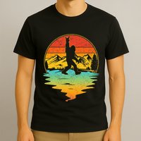 Bigfoot Rock On Sasquatch Rock And Roll Funny Graphic T-Shirt