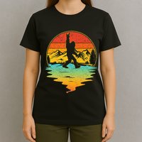 Bigfoot Rock On Sasquatch Rock And Roll Funny Graphic T-Shirt