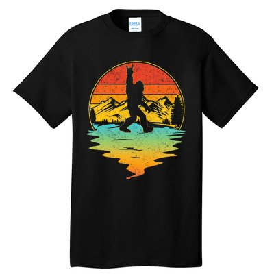 Bigfoot Rock On Sasquatch Rock And Roll Funny Graphic Tall T-Shirt