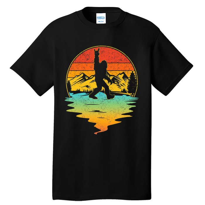 Bigfoot Rock On Sasquatch Rock And Roll Funny Graphic Tall T-Shirt