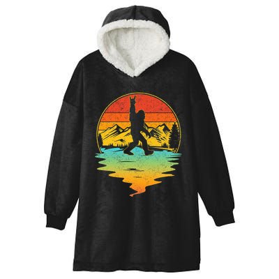 Bigfoot Rock On Sasquatch Rock And Roll Funny Graphic Hooded Wearable Blanket