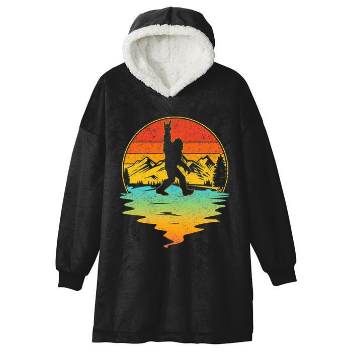 Bigfoot Rock On Sasquatch Rock And Roll Funny Graphic Hooded Wearable Blanket