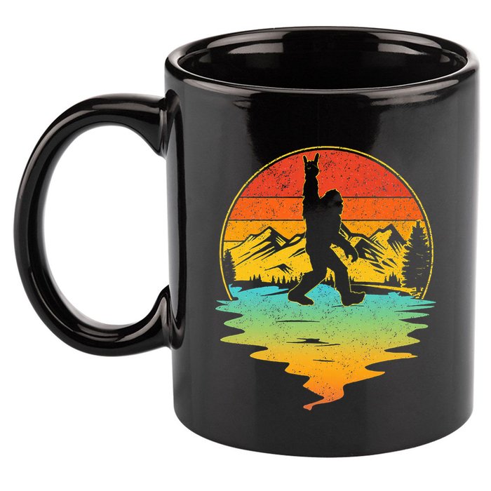 Bigfoot Rock On Sasquatch Rock And Roll Funny Graphic 11oz C Handle Ceramic Mug