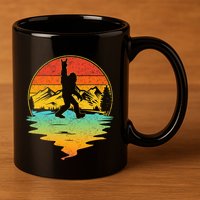 Bigfoot Rock On Sasquatch Rock And Roll Funny Graphic 11oz C Handle Ceramic Mug