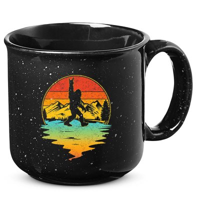 Bigfoot Rock On Sasquatch Rock And Roll Funny Graphic 15oz Campfire Ceramic Mug