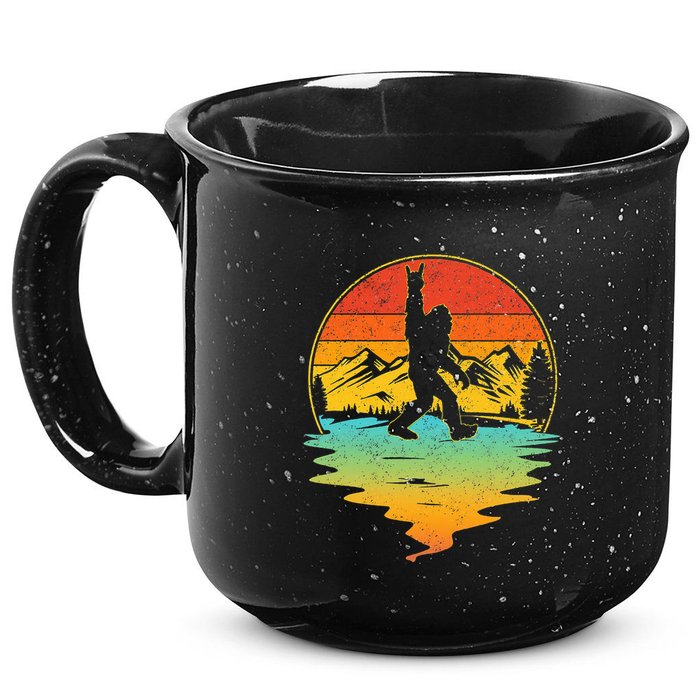 Bigfoot Rock On Sasquatch Rock And Roll Funny Graphic 15oz Campfire Ceramic Mug