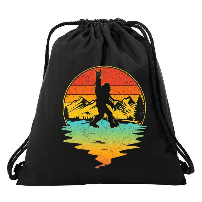 Bigfoot Rock On Sasquatch Rock And Roll Funny Graphic Drawstring Bag