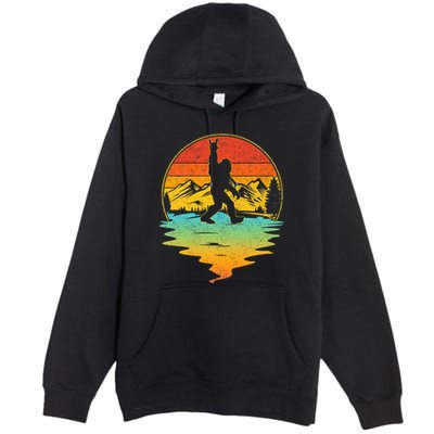 Bigfoot Rock On Sasquatch Rock And Roll Funny Graphic Premium Pullover Hoodie